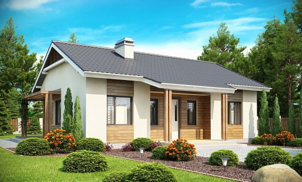 Одноэтажный компактный дом для семьи