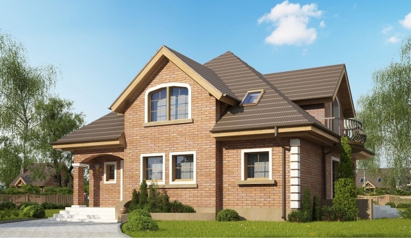 Двухэтажный дом с балконами