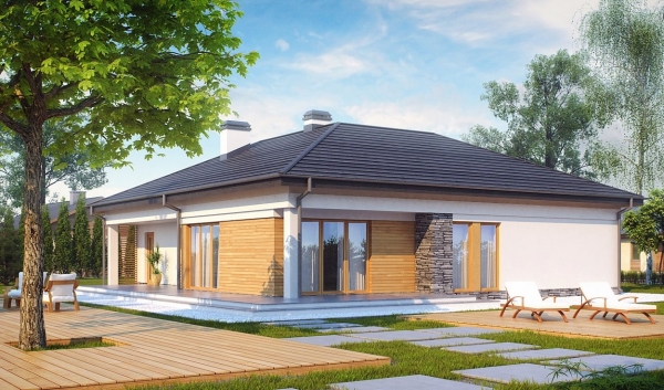 Одноэтажный дом с большим гаражом
