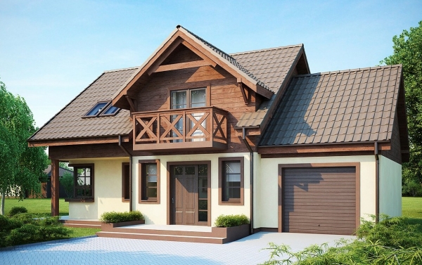 Двухэтажный дом с окном с гостиной