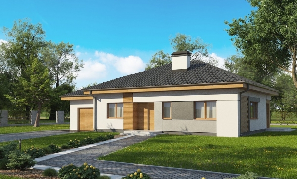 Одноэтажный дом с компактной террасой