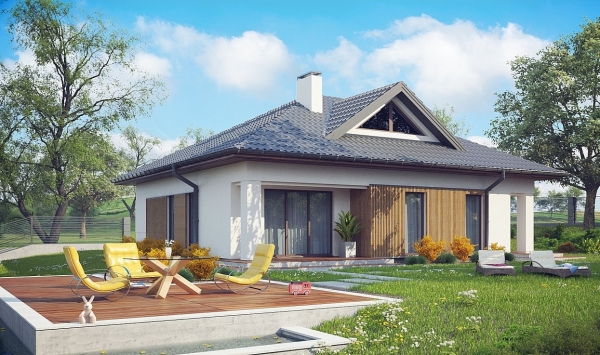 Одноэтажный дом квадратной формы